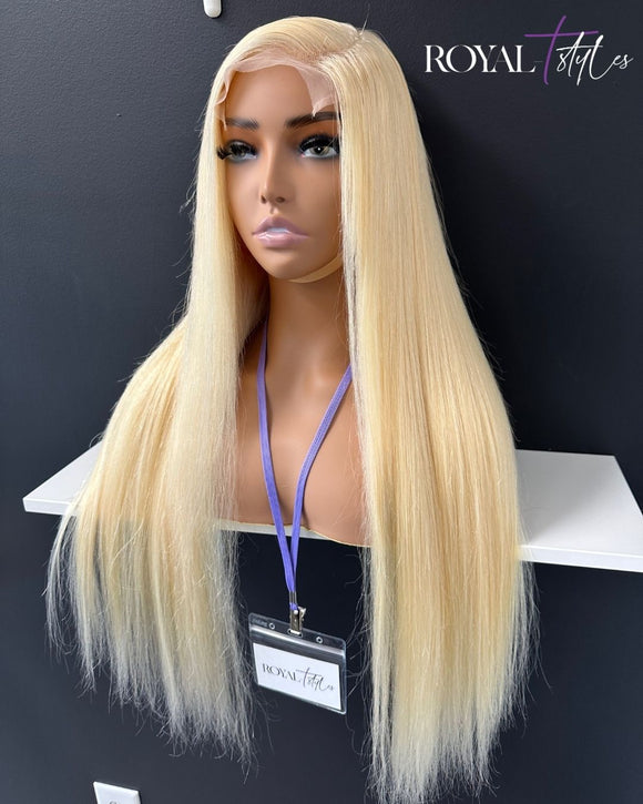 22” Platinum 5x5 Closure Straight Wig