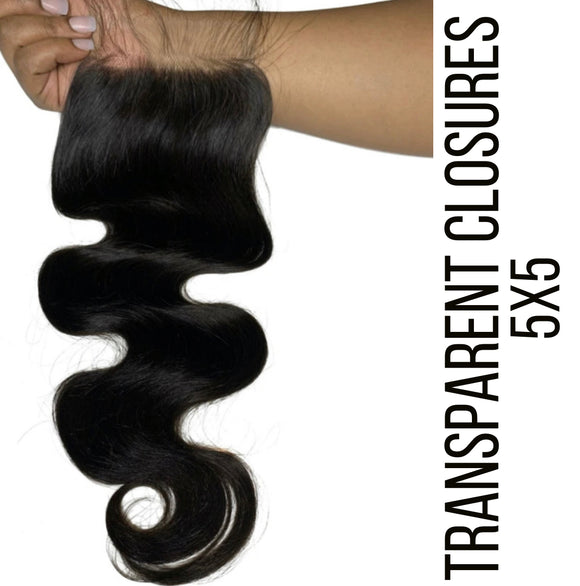 Body Wave Transparent Closures (5x5)