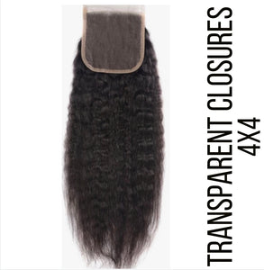 Kinky Straight Transparent Closures (4x4)